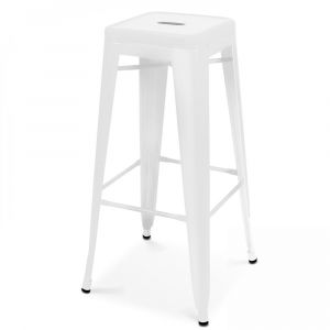 Tabouret de bar en m&eacute;tal blanc mat - Indus