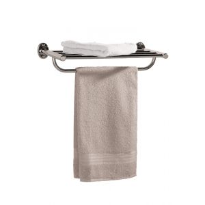 Porte-serviettes mural à fixer en chrome avec étagère