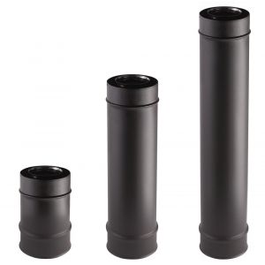 El&eacute;ment droit JONCOUX L.330mm noir Conduit fum&eacute;e D.80mm &agrave; D.125mm