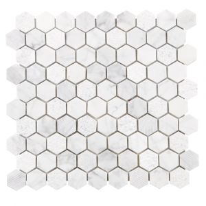 Mosaïque hexagonale en marbre carrare blanc