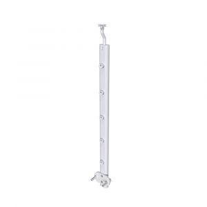 Poteau de garde-corps - Pour intérieur et extérieur - Aluminium argenté - Fixation latérale