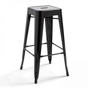Tabouret de bar en m&eacute;tal brillant noir - Indus