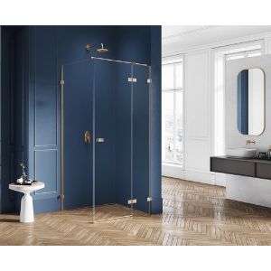 Cabine de douche doré brossé 110x70 cm,pivotante droite  BALI GOLD BRUSHED, acces de face