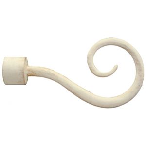 Embout tringle &agrave; rideaux, crosse diam&egrave;tre 20mm m&eacute;tal blanc patin&eacute; dor&eacute;