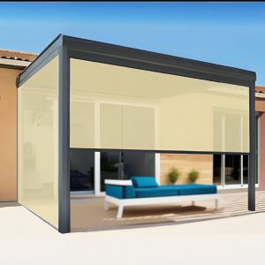 Store Screen ARGON (&Eacute;cru micro perfor&eacute;e - Gris anthracite - 3,00 x 2,50m)