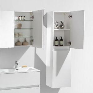 Grande armoire de rangement SIENA hauteur 150 cm blanc laqué