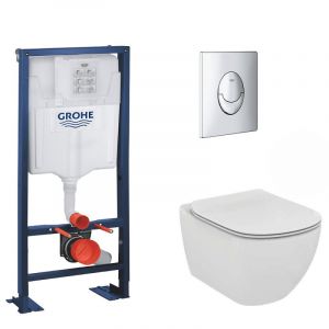Grohe Rapid SL B&acirc;ti Support autoportant, cuvette Ideal Standard Tesi Aquablade avec abattant frein de chute (AutoportantTesi2)