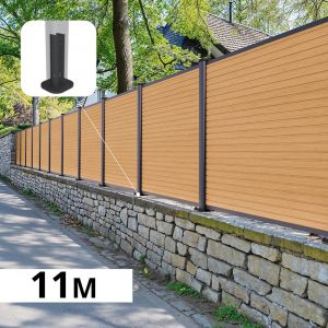 Kit cl&ocirc;ture composite sur muret poteau sur platines - SANTOS C&egrave;dre H-1,2m