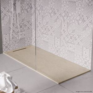 Receveur de douche en pierre naturelle extra plat à poser 90x140cm - beige marbre - ORIGINE