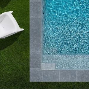 KIT COMPLET / Margelles pour piscine 6x3m en Pierre Egypte Gris (+ colle, joint, hydrofuge ...)