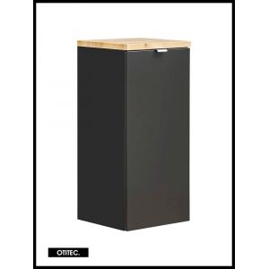 Meuble bas de salle de bain - 80 cm - Noir Mat - 1 porte - LISOA