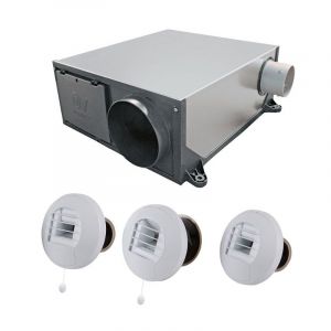 AXELAIR - Kit Hygro B VMC simple flux hygroréglable extra-plate + 3 bouches à piles - KHBPPST5160