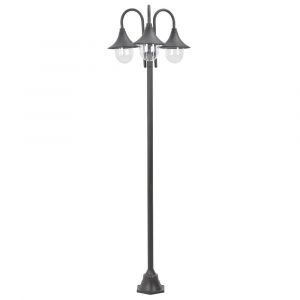 Lampadaire de jardin E27 220 cm aluminium 3 lanternes Bronze marron 02_0042541