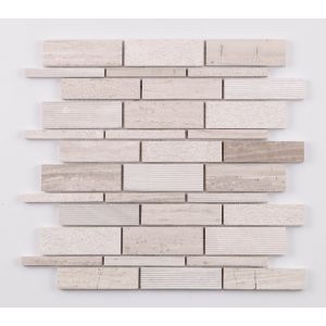 Feuille 270x265 briq 85x10/20/30x8mm marbre wooden beige/gris pmr