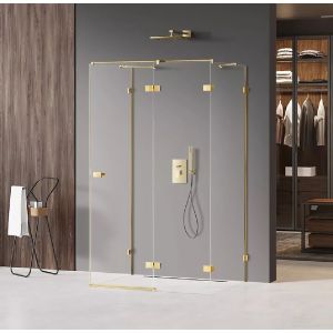 Cabine de douche  droite 110x70 pivotante MIAMI GOLD,couleur: doré, accès de face