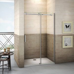 Porte de douche coulissante 130cm Hauteur 195cm en verre 8mm securit anticalcaire, porte de douche install&eacute;e en niche