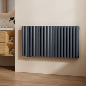 EMKE Radiateur eau chaude en acier Tube Rond Radiateur Mural Anthracite 60x120cm 1533W Double Couche