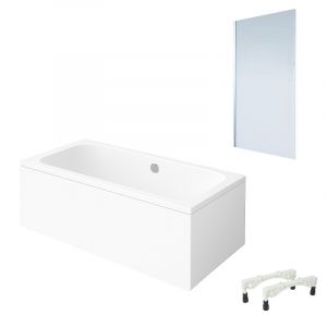 Baignoire droite Architectura avec pieds acrylique 170 x 80 cm + Pare bain gauche AURYS Mist 1 chromé