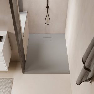 Receveur de douche 90 x 130 cm extra plat PIATTO en SoliCast® surface ardoisée gris