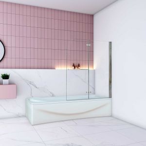 Pare baignoire transparent en deux volets -100x140cm-verre en 5mm