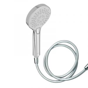 Pommeau de douche Metro 3 jets chrom&eacute; + flexible