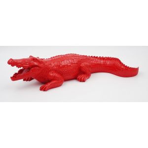 Crocodile rouge en résine 80 cm
