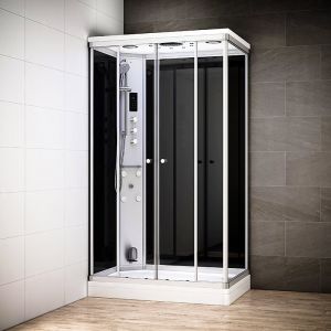 Cabine hammam 140 x 90 SILVER Noir rectangulaire gauche