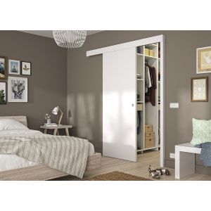 Kit porte coulissante pr&eacute;-peinte et rail - 73x4x204cm