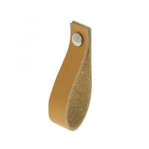 Bouton tirette-poignée - Cuir - Marron clair - Entraxe 128mm