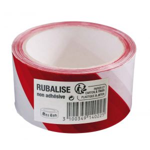 Rubalise Non Adhésive - Blanc rouge - 100mx48mm