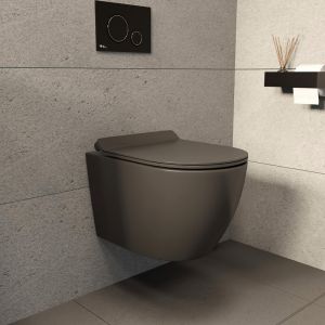 Ceramia PixL WC suspendu en céramique sans bride Tornado Quiet et fixations invisibles + abattant frein de chute, gris (CEPX010RTORPGRM)