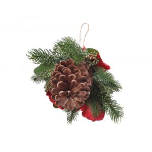 Suspension pomme de pin vert et rouge