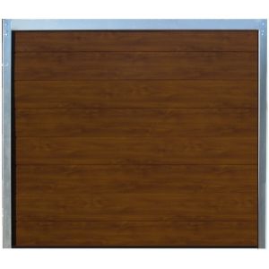 Porte de garage sectionnelle ch&ecirc;ne fonc&eacute; motoris&eacute;e l.240 x H.200 cm x Ep.40 mm