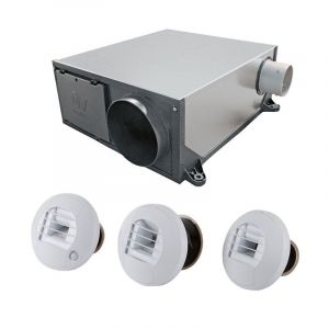 AXELAIR - Kit Hygro A VMC simple flux hygroréglable extra-plate + 3 bouches électriques - KHAEPST5160