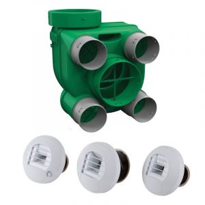 AXELAIR - Kit Hygro A VMC simple flux hygroréglable basse consommation + 3 bouches à piles - KHAPRST5160