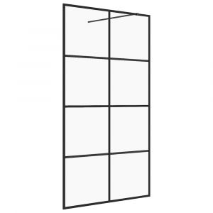 Paroi de douche avec verre cloison de baignoire accessoire de salle de bain cloison de douche maison intérieur ESG transparent 115 x 195 cm noir 02_0002157
