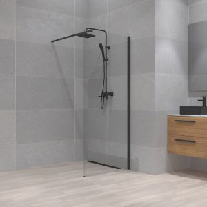 Paroi de douche - Profil&eacute; - Noir - Mat - 140x190cm