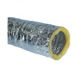 Gaine flexible aluminium isol&eacute; phonique M0/M1 laine de verre &eacute;paisseur 25 mm longueur 10 m&egrave;tres - Diam&egrave;tre (mm): 160