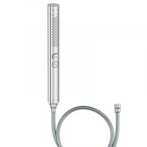 Pommeau de douche Shift+ rond 2 jets chrom&eacute; + flexible 175 cm m&eacute;tal