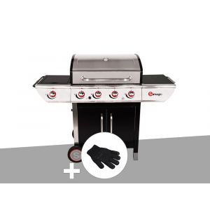 Barbecue à gaz avec chariot Manhattan 450GPI + plancha + Gant de protection