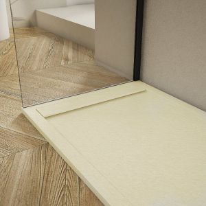 Receveur de douche 70x120cm extra plat RIBERA en résine surface ardoisée beige Grille beige