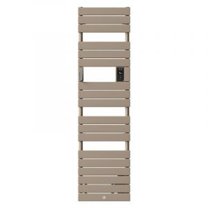 Radiateur sèche-serviettes électrique étroit Riviera 2 - Avec soufflerie - 500+1000W - Brun sable