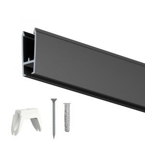 Cimaises XPO Rail 200cm + clips + vis et chevilles multimatériaux - Cimaise Tableau Artiteq Noir