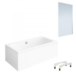 Baignoire droite Architectura avec pieds acrylique 170 x 80 cm + Pare bain droite AURYS Mist 1 chromé