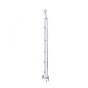 Poteau de garde-corps - Pour intérieur et extérieur - Aluminium argenté - Fixation à plat
