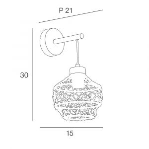 Applique papier et m&eacute;tal naturel Corep NASSE HT30cm.