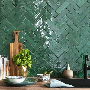 Véritable Zellige Marocain - Vert Menthe 5x15 Cm (au M²)