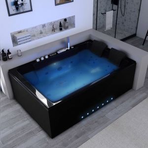 Baignoire balnéo Belize Droite noire 32 jets Whirlpool