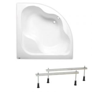 Siko 150 x 150 cm Synthia Plus baignoire d'angle avec pieds, Acrylique, Gauche et Droite, Blanc (SY1500PLUS-SET)