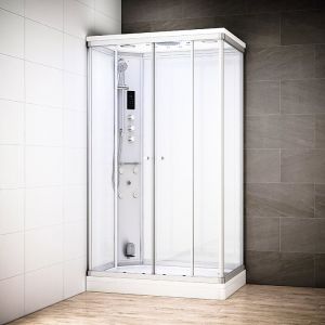 Cabine hammam 140 x 90 SILVER Blanc rectangulaire gauche